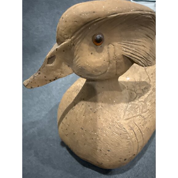 Handcrafted Wooden concept wood Duck Decoy Intricate Feather Carvings - Picture 3 of 6